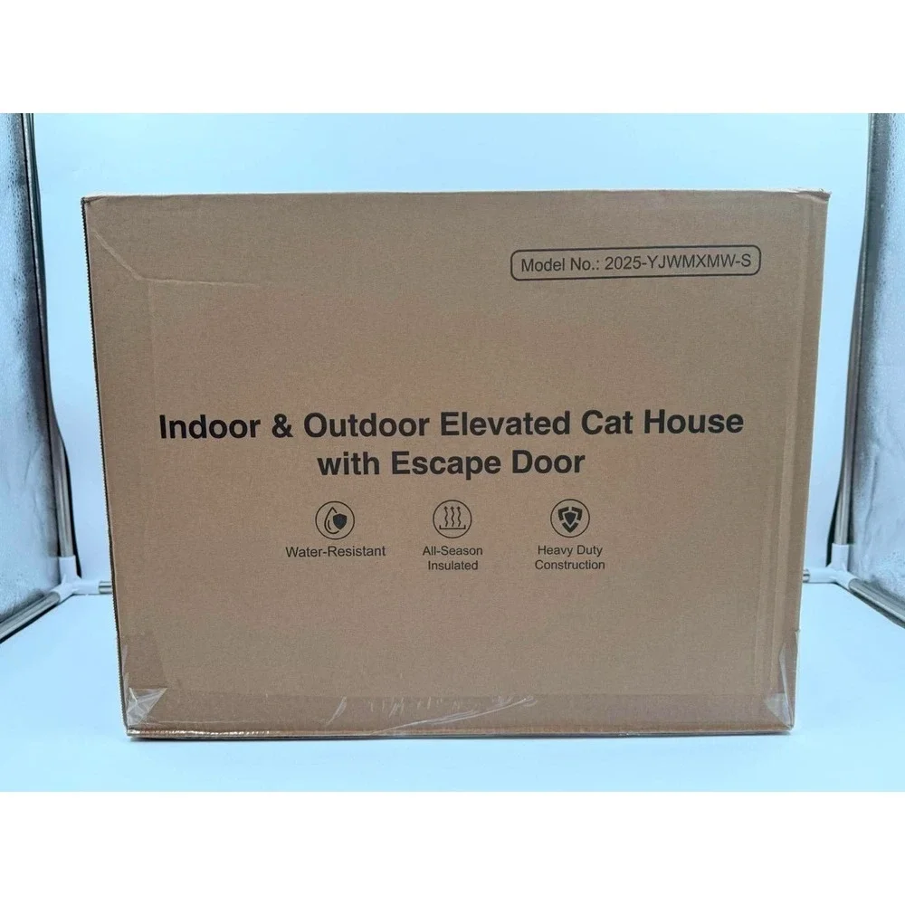 Heated Cat House for Outside, Insulated Weatherproof Heated Outdoor Cat House wi